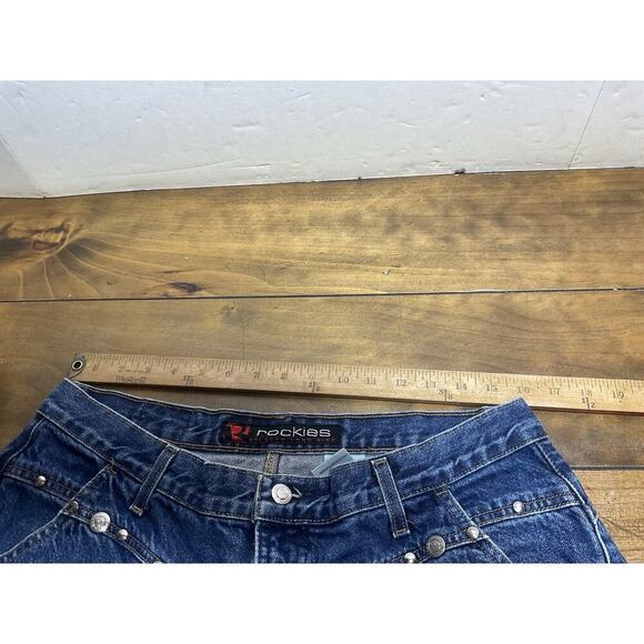 Vintage Rockies Western Mom High-waisted Bare Back Studded Blue Jeans 17/18 Long - Picture 9 of 11